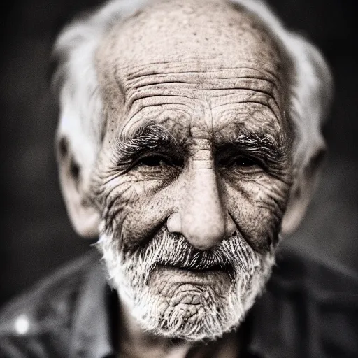Prompt: portrait photo of an old man