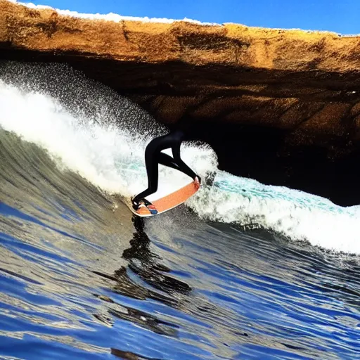 Prompt: 20 year old surfer, blue sky