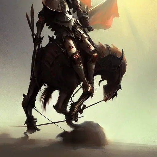 Image similar to a knight riding a skeleton horse, digital art, trending on artstation, by Bayard Wu