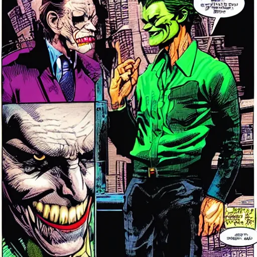 Prompt: willem dafoe as the joker, in batman : arkham knight, comic book style, by john romita jr, stan lee, jack kirby