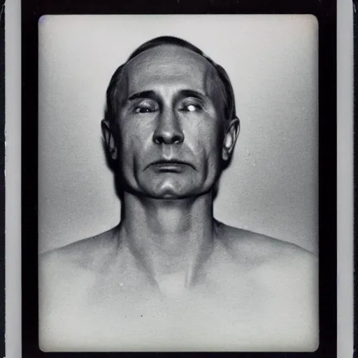 Prompt: polaroid photo of vladimir putin getting slimed, about 7 0 years old, with wrinkles on his face, looking towards infinity with a sad look, a two - day beard and a woolen cap while his lips are chapped by the sun, as well as his dark complexion