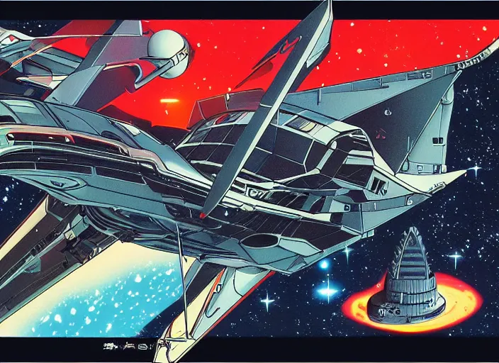 Image similar to 1 9 8 0 s science fiction anime space ship concept art poster