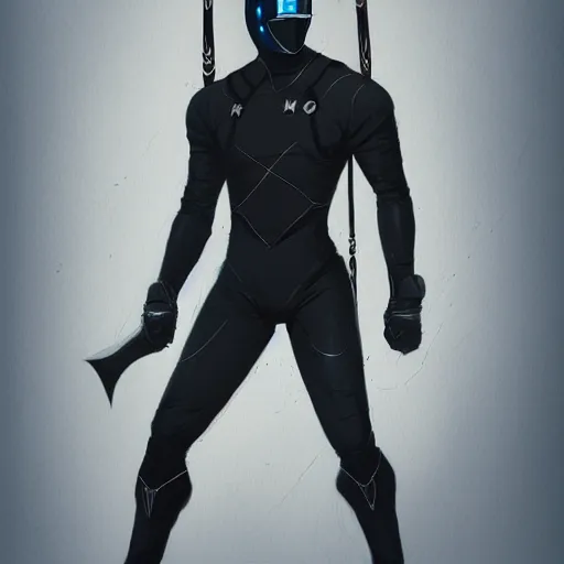 Image similar to a hero named rope man, his suit is black and blue and he has a bat like wing suit under it, mystic, concept art, artstation, greg rutkowski, reference sheet