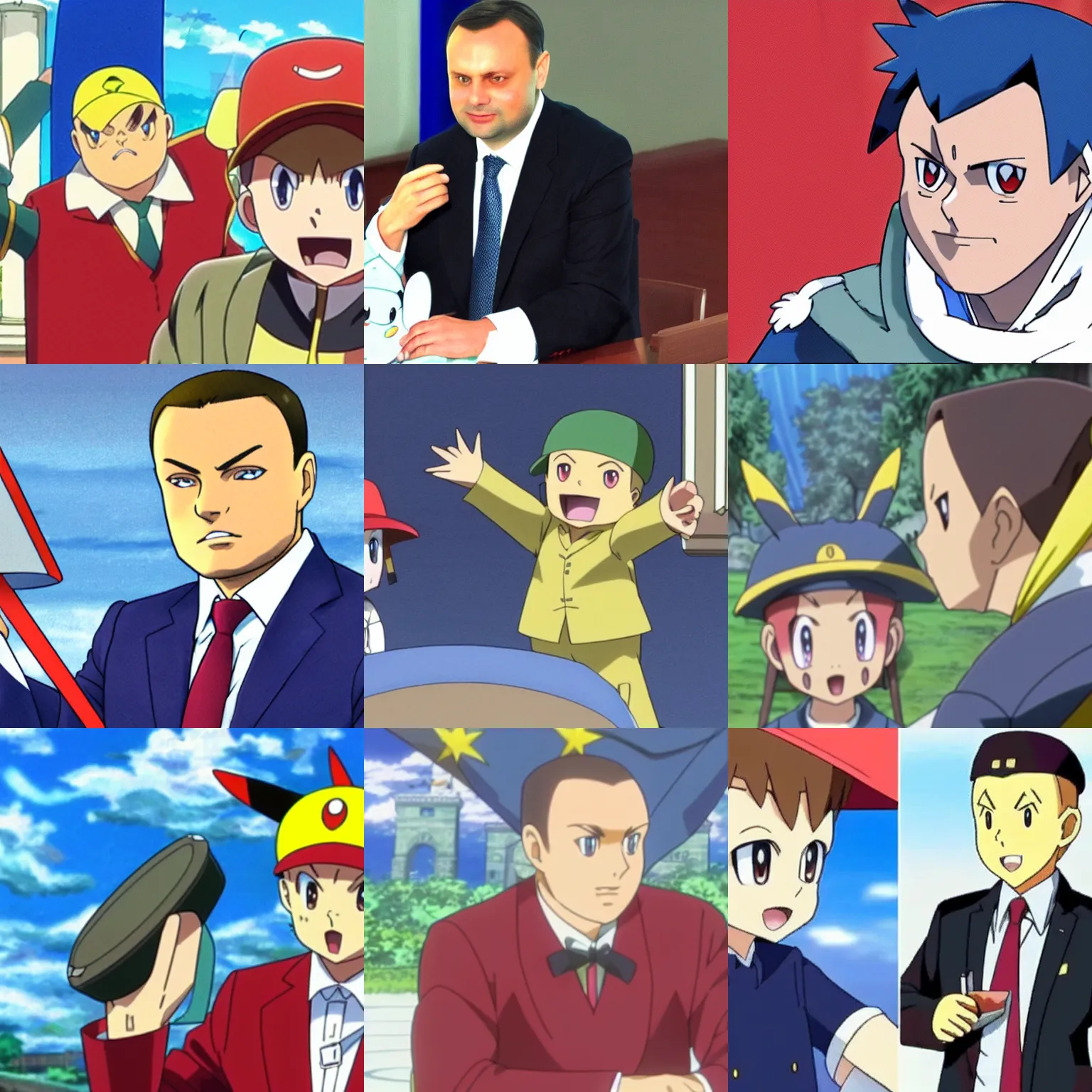 Prompt: Andrzej Duda in Pokemon Anime episode