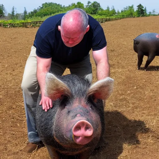 Image similar to a large bearded pig farmer