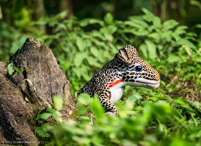 Image similar to wildlife photo of real life yoshi in the wild, 8 k, 8 5 mm f 5. 6