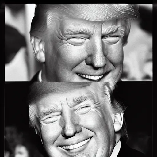 Prompt: 3 5 mm photograph of donald trump with male pattern baldness and no teeth