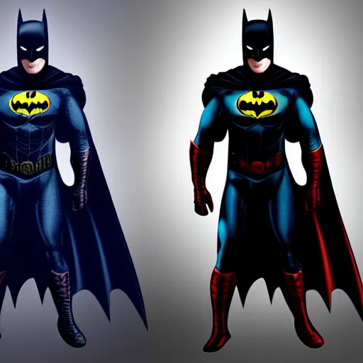 Image similar to batman mixed with spiderman, realistic character concept art