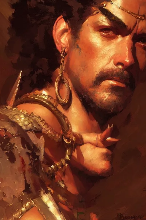 Image similar to fauxromano portrait dnd, painting by gaston bussiere, craig mullins, greg rutkowski, yoji shinkawa