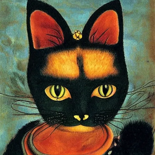 Prompt: house cat by Frida Kahlo