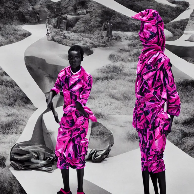 Prompt: fashion editorial campaign by richard mosse