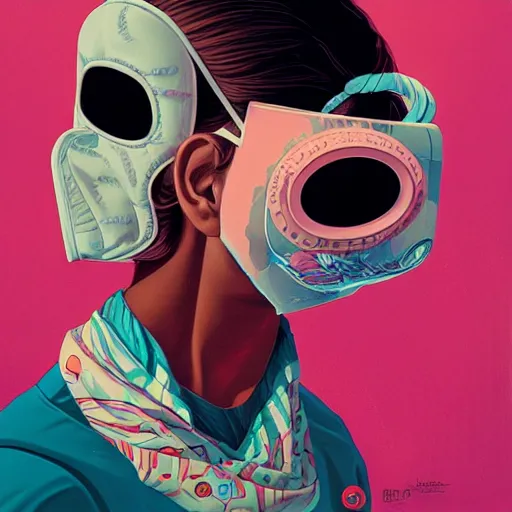 Image similar to portrait of people with sanitary mask, Tristan Eaton, artgerm, Victo Ngai, RHADS, ross draws