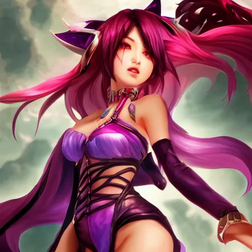Prompt: Ahri from League Of Legends (2009 online videogame) in a spinoff in blade and soul artbook on a render by the artist Hyung tae Kim, Jiyun Chae, Joe Madureira, trending on Artstation by Hyung tae Kim, artbook, Stanley Artgerm Lau, WLOP, Rossdraws , James Gurney