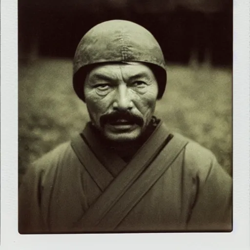 Prompt: polaroid of a samurai by Tarkovsky