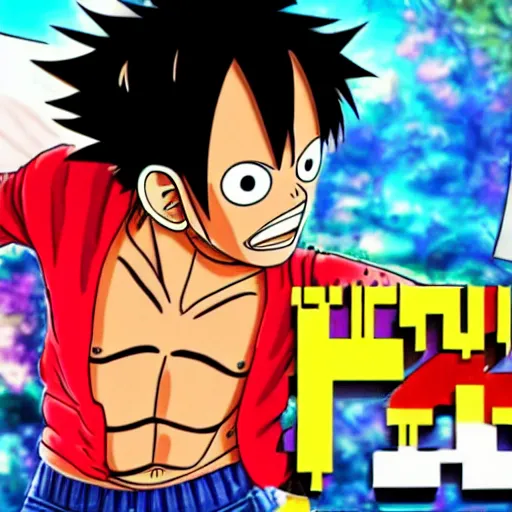 Image similar to Luffy doing a livestream on Twitch