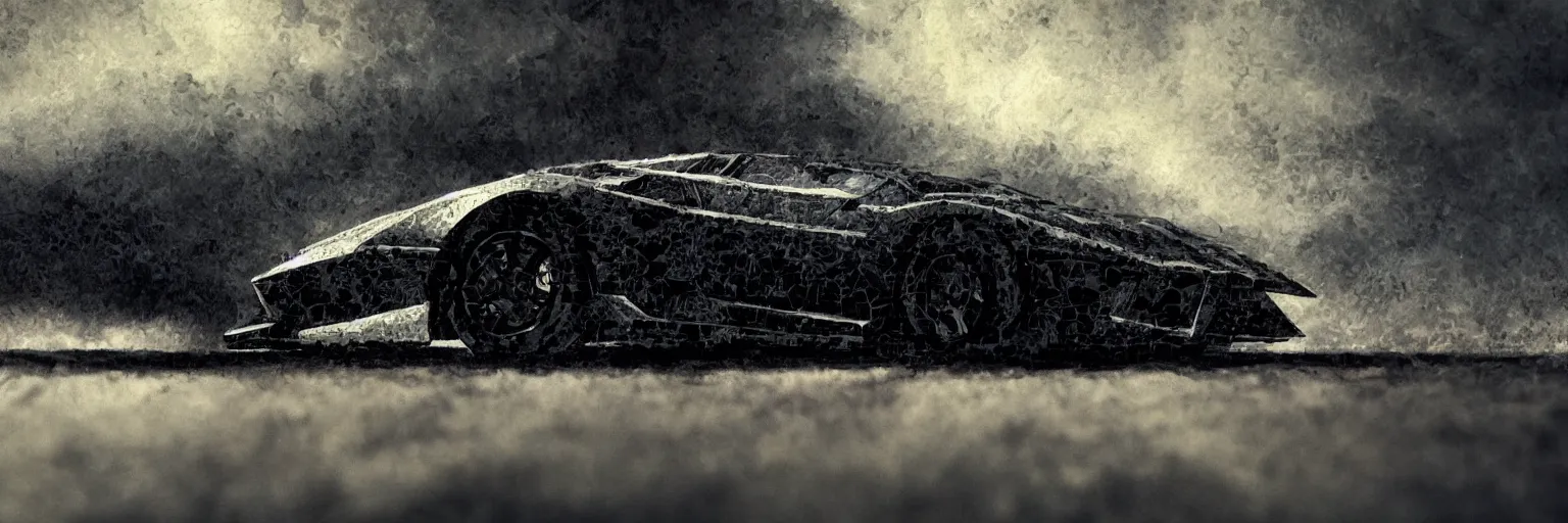 Image similar to black lego lamborghini. soft light. dark background. cinematic. intricate. close - up shot. highly detailed. matte painting in the style of craig mullins