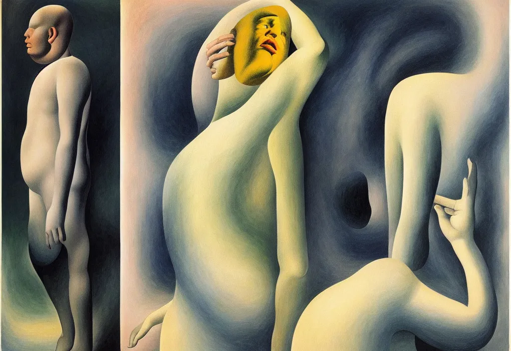 Image similar to figurative avant garde post - morden monumental dynamic interior portrait by magritte and edward hopper, inspired by william blake and gaugin, illusion surreal art, highly conceptual figurative art, intricate detailed illustration, controversial poster art