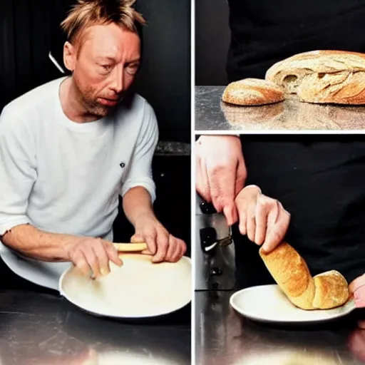 Image similar to thom yorke baking bread