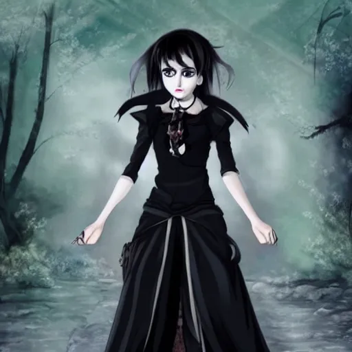 Prompt: Goth Emma Watson Anime Girl