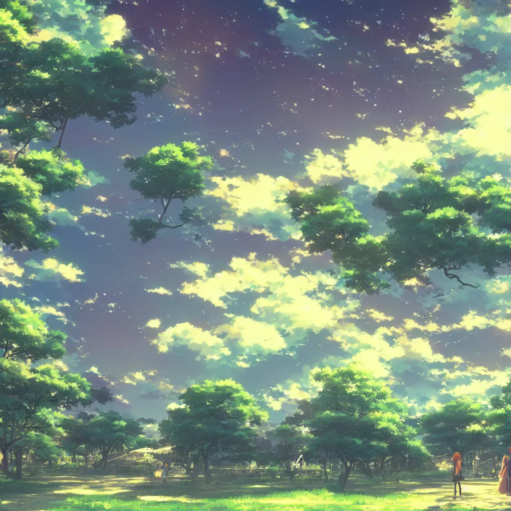 Prompt: anime background screenshot, hd, by makoto shinkai, garden of words, vibrant and bright lighting