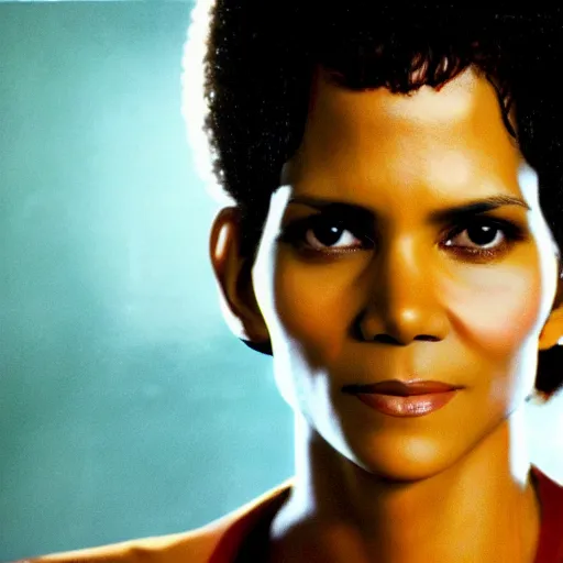 Image similar to a beautiful full body photograph of halle berry as a star fleet admiral from star trek next generation, full dress uniform, symmetrical face, extreme realism and detail, 8 k, completely framed, direct lighting, 3 5 mm photo, photorealistic, sharp focus