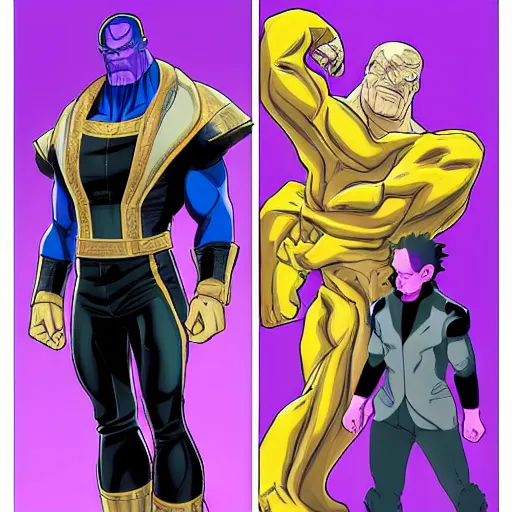 Prompt: thanos has putin face, jojo's bizarre adventure style, very anime style