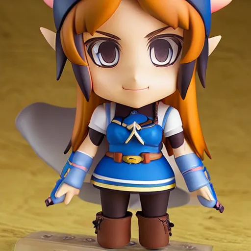 Image similar to high quality portrait matte painting of cute girl in the style of nendoroid and Toon Zelda , thick painting, medium close-up