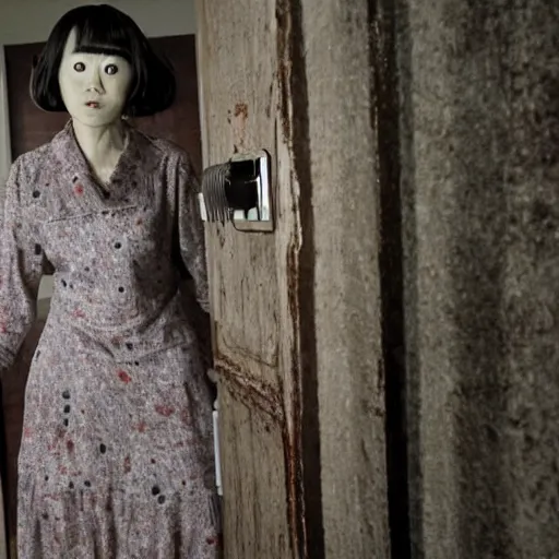 Prompt: live action horror film directed by junji ito. production photograph.