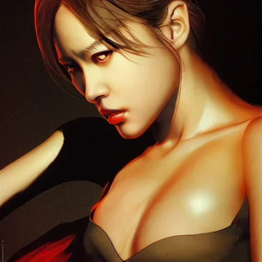 Image similar to song hye gyo by peter andrew jones and akihiko yoshida, rule of thirds, seductive look, beautiful