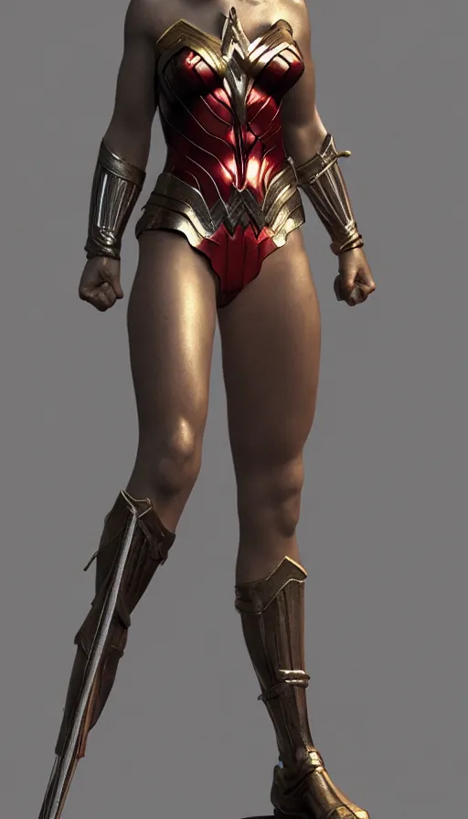 Image similar to marble statue of wonder woman, full body length, hyper detailed, digital art, trending in artstation, cinematic lighting, studio quality, smooth render, unreal engine 5 rendered, octane rendered, art style by klimt and nixeu and ian sprigger and wlop and krenz cushart