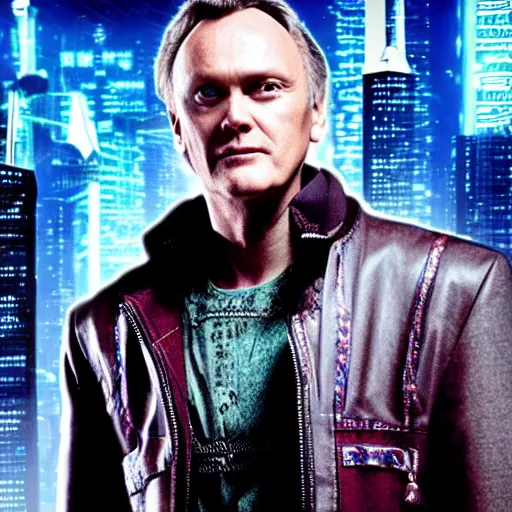 Image similar to Anthony Head as Cyberpunk Uther