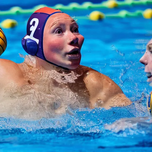 Image similar to water polo being played with hippos. sports photograph.