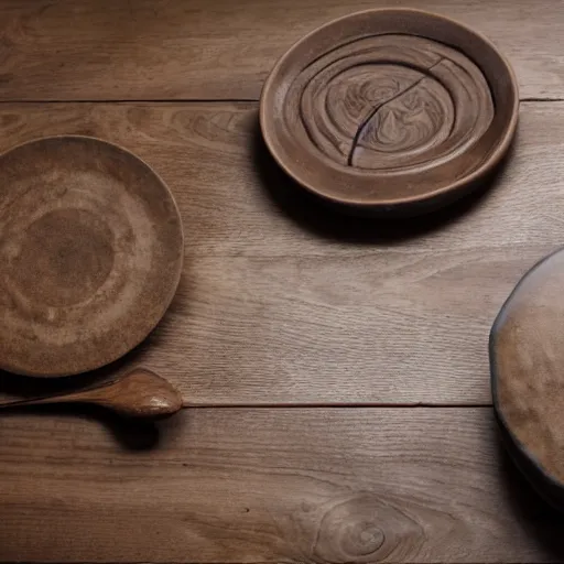 Image similar to ceramic set on a chiseled wooden table