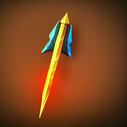 Image similar to sword of ancient civilization, magical power, 3 d, one object, low poly, lightning, mobile game, cute, illustration, d & d, twilight ray