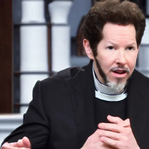 Prompt: Theologian John Calvin lectures a very embarrassed Joel Osteen