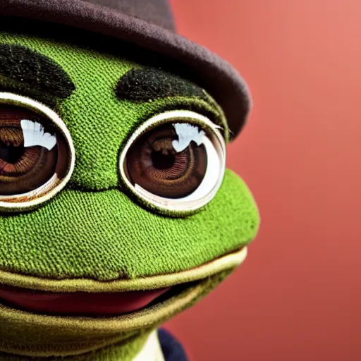 Image similar to closeup potrait of happy pepe frog In a cozy room, natural light, sharp, detailed face, magazine, press, photo, Steve McCurry, David Lazar, Canon, Nikon, focus