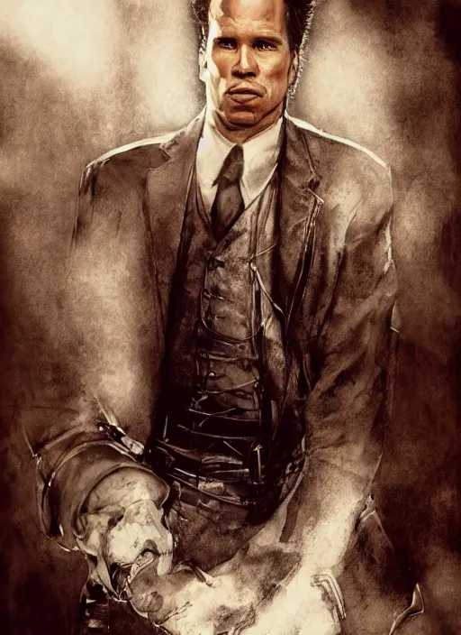 Image similar to portrait, Val Kilmer, Doc Holiday, Tombstone, watercolor, dramatic lighting, cinematic, establishing shot, extremely high detail, foto realistic, cinematic lighting, pen and ink, intricate line drawings, by Yoshitaka Amano, Ruan Jia, Kentaro Miura, Artgerm, post processed, concept art, artstation, matte painting, style by eddie mendoza, raphael lacoste, alex ross