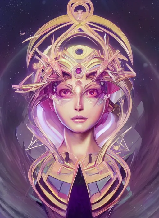 Image similar to symmetry!! portrait of sailor moon! alien in the style of horizon zero dawn, machine face, intricate, elegant, highly detailed, digital painting, artstation, concept art, smooth, sharp focus, illustration, art by artgerm and greg rutkowski and alphonse mucha, 8 k