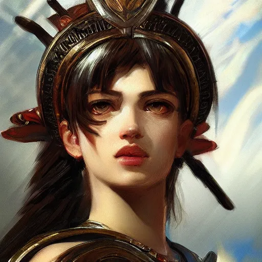 Image similar to close - up portrait of an ancient roman character in ornate armor, by ilya kuvshinov, by thomas lawrence, by bayard wu, trending on artstation, masterpiece