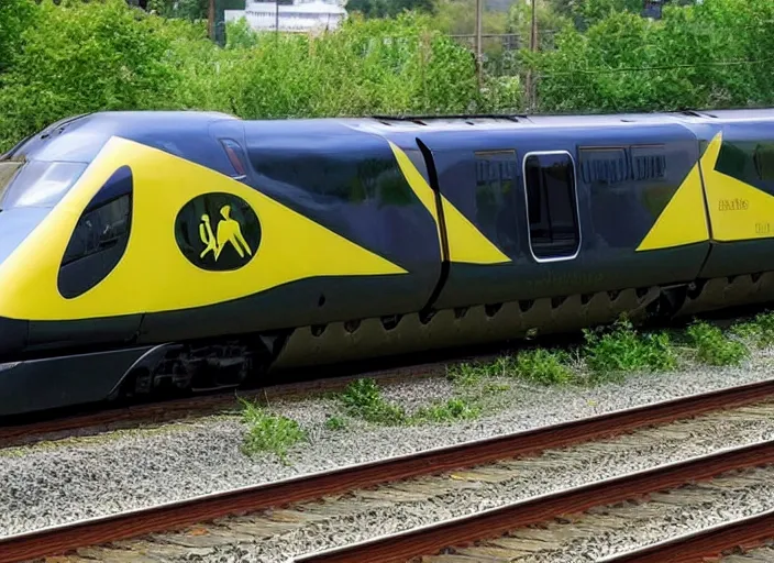 Image similar to A train that looks like a snake. This advanced train was designed to look like a python snake.