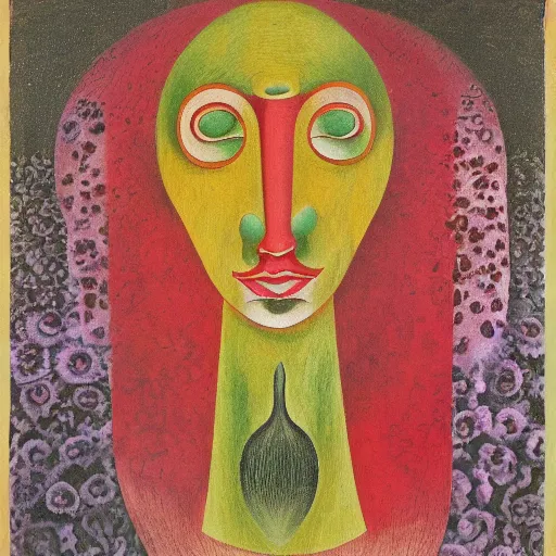 Image similar to floral face portrait by leonetto cappiello and wojciech siudmak and ernst fuchs, anni albers, oil on canvas