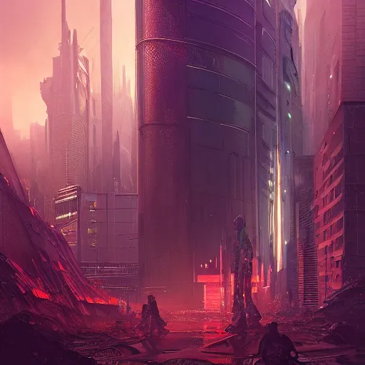 Image similar to photorealistic cyberpunk alien invasion in the style of michael whelan and greg rutkowski. hyperdetailed photorealism, 1 0 8 megapixels, amazing depth, high resolution, 3 d shading, 3 d finalrender, 3 d cinematic lighting, glowing rich colors, psychedelic overtones, artstation concept art.