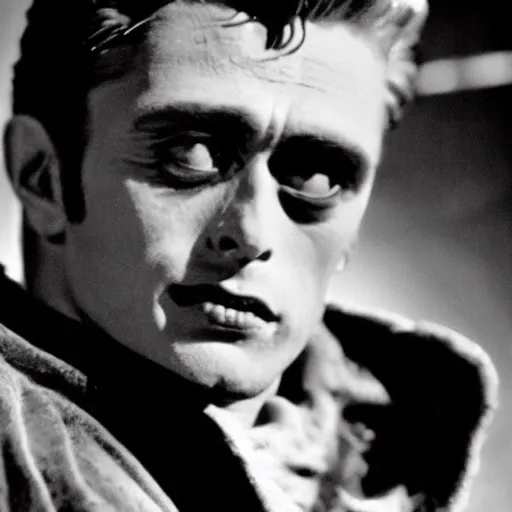 Image similar to james dean as frankenstein's monster. frankenstein's monster as james dean. handsome frankenstein, beatnik frankenstein, rebel frankenstein