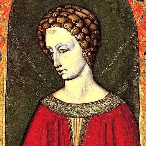 Image similar to portrait of nepoloma, duchess of nenetia. she is 5 5. in russian style. medieval art