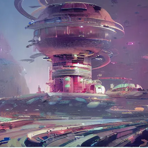 Prompt: space palace, science fiction, ultra realistic, high detail, sharp focus, epic, concept art, digital painting, by simon stalenhag, by bruce penningto, by john berkey, by louise zhang, by giger