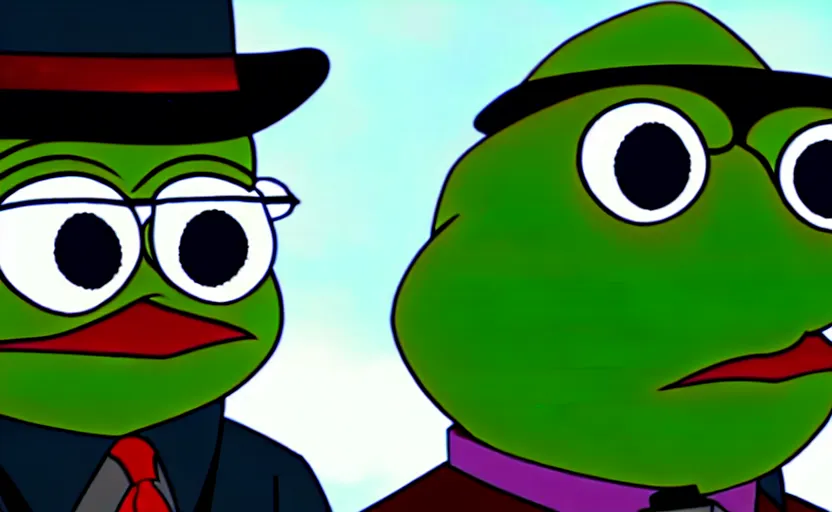 Image similar to frame from pepe detective movie