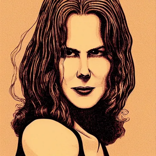 Image similar to “ nicole kidman retro minimalist portrait by jean giraud, moebius starwatcher comic, 8 k ”