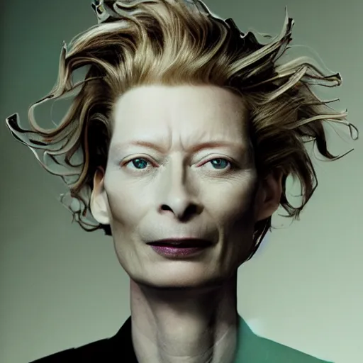 Prompt: tilda swinton lentils double exposure