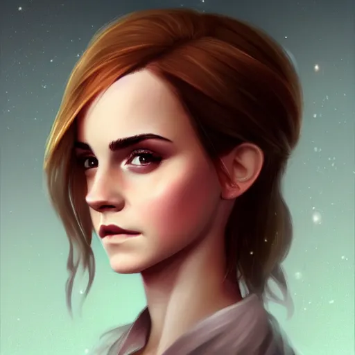 Image similar to Character Portrait of Emma Watson, Charlie Bowater art style, digital, fantasy, portrait,