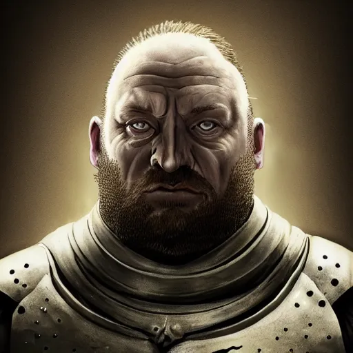 Image similar to gregor clegane from game of thrones, artstation hall of fame gallery, editors choice, #1 digital painting of all time, most beautiful image ever created, emotionally evocative, greatest art ever made, lifetime achievement magnum opus masterpiece, the most amazing breathtaking image with the deepest message ever painted, a thing of beauty beyond imagination or words, 4k, highly detailed, cinematic lighting